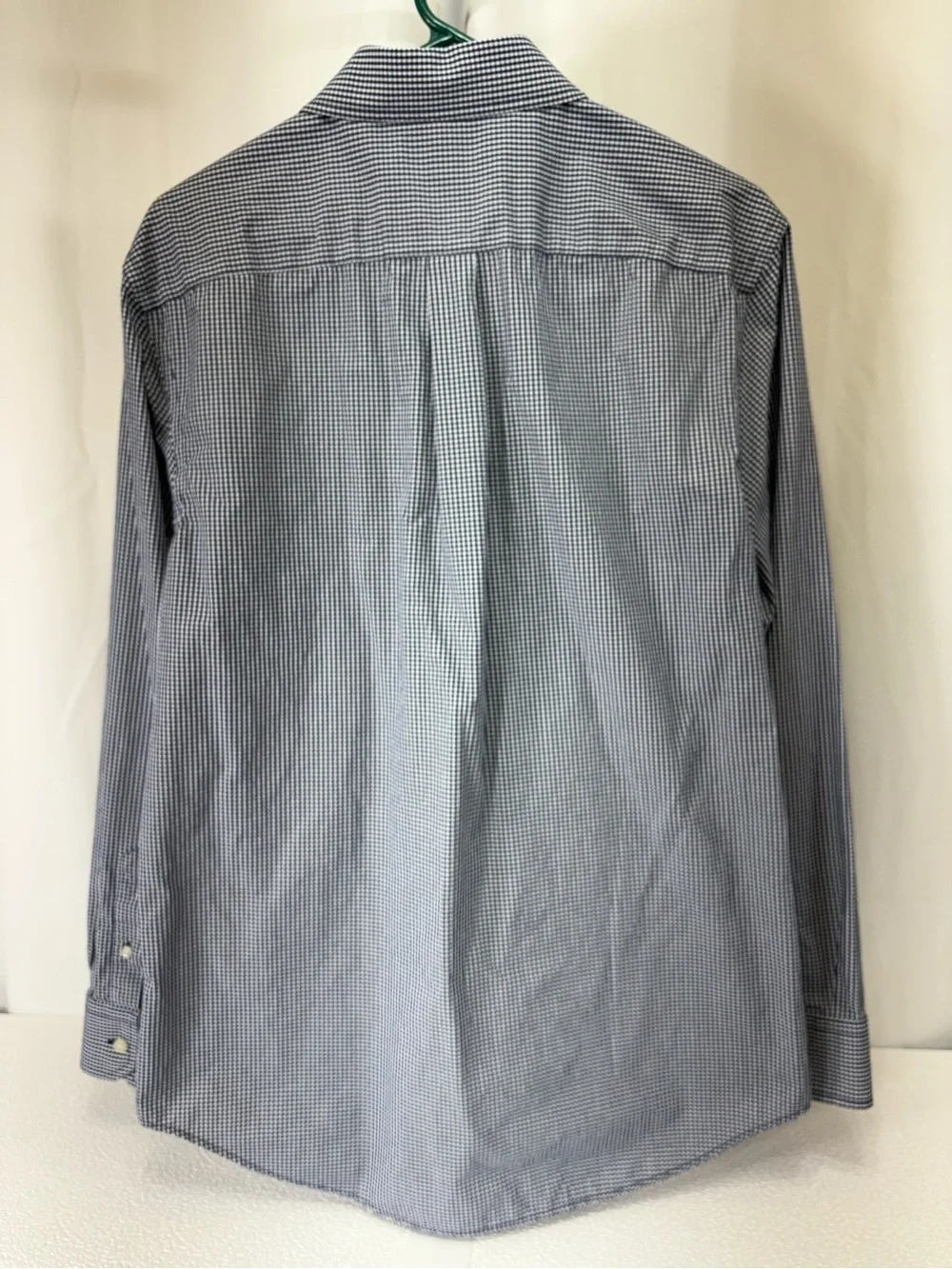 Banana Republic Men's Blue and White Micro-Check Button-Down Dress Shirt 3312
